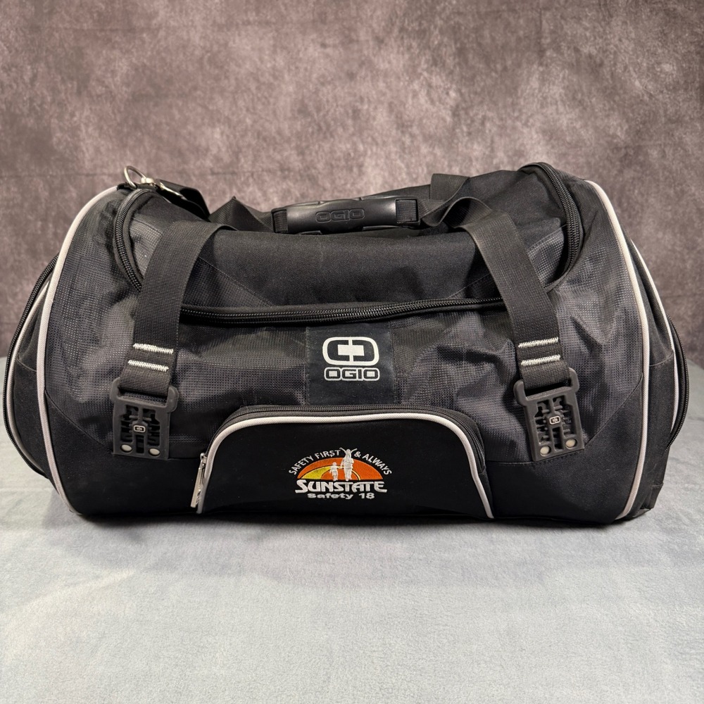 OGIO Rage Duffel Bag Black Sunstate Safety 18 Gear Travel Gym Bag Padded Strap